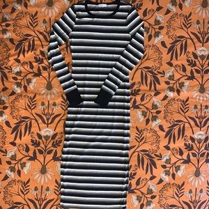 Socialite LS Thermal Striped Bodycon Dress Size S